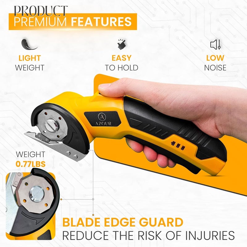 Azur Cardboard Box Cutter Tool, Cordless Electric Scissors for Fabric, Box Cutter Electric 4V with Case, Extra Blade, Art Knife, Carving Knife for Carpet, Plastic, and Craft Projects - Image 4